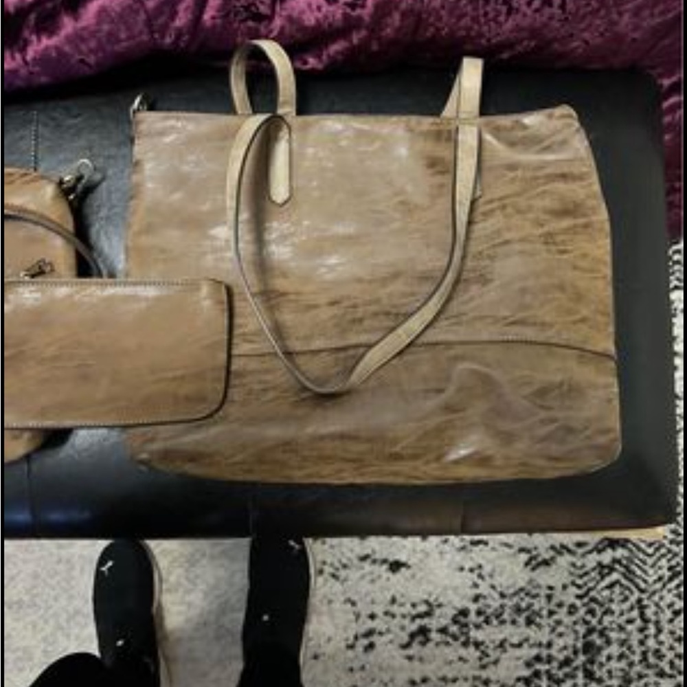 3 pc Leather Tote